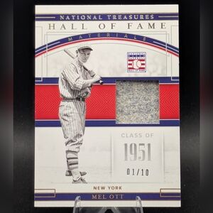 2020 National Treasures MEL OTT Hall of Fame Materials #d /10 Silver NY Giants